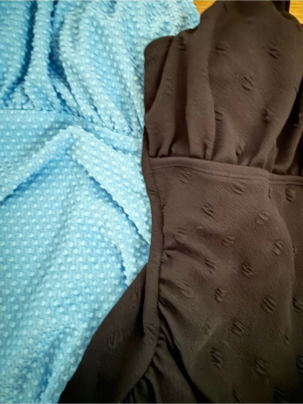 3 One-Piece Swimsuits in Royal Blue, Light Blue, and Black